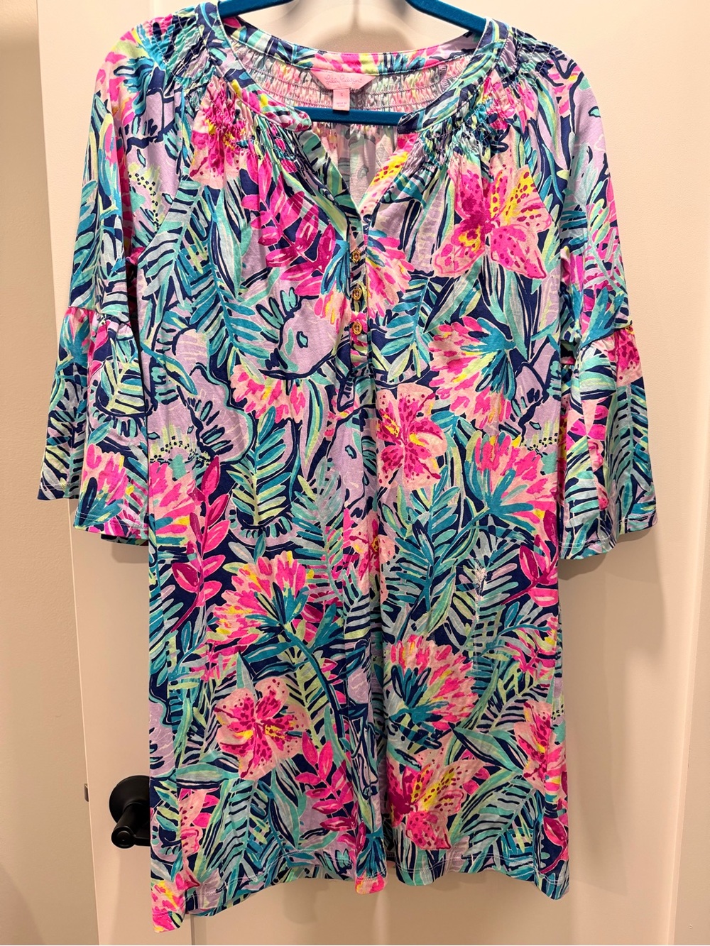 Lilly Pulitzer Pink, Blue & Green Tropical Floral Tunic